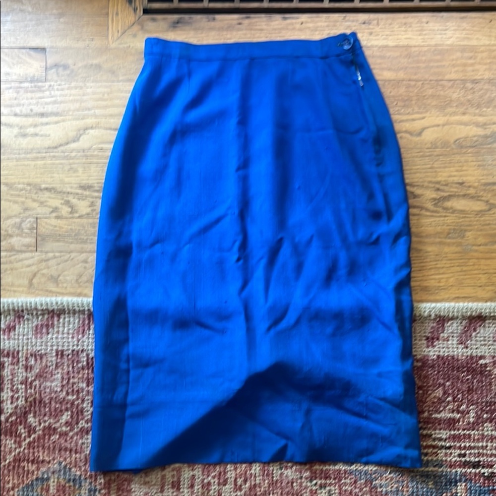 Vintage Raw Silk Cobalt Skirt